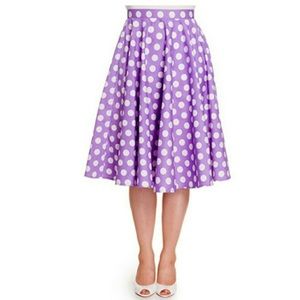 XS swing skirt rockabilly purple polka dot vintage